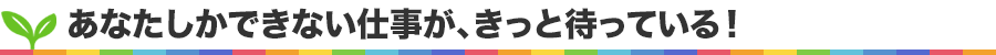 あなたしかできない仕事が、きっと待っている!